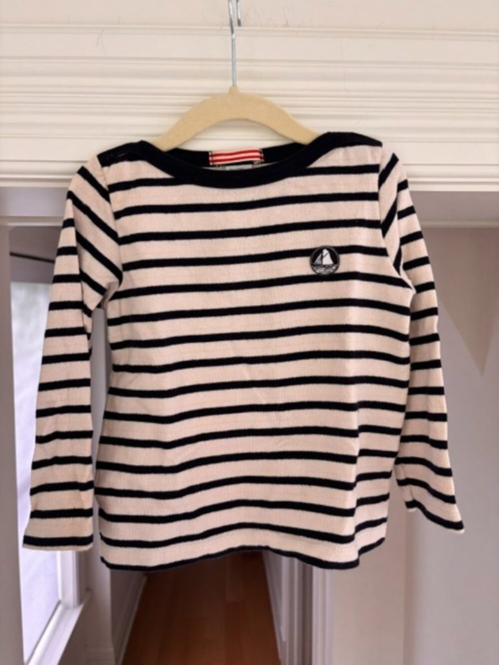 3 PIECES: Petit Bateau Navy Striped Hoodie, Long sleeve and Tank - 4T/5T